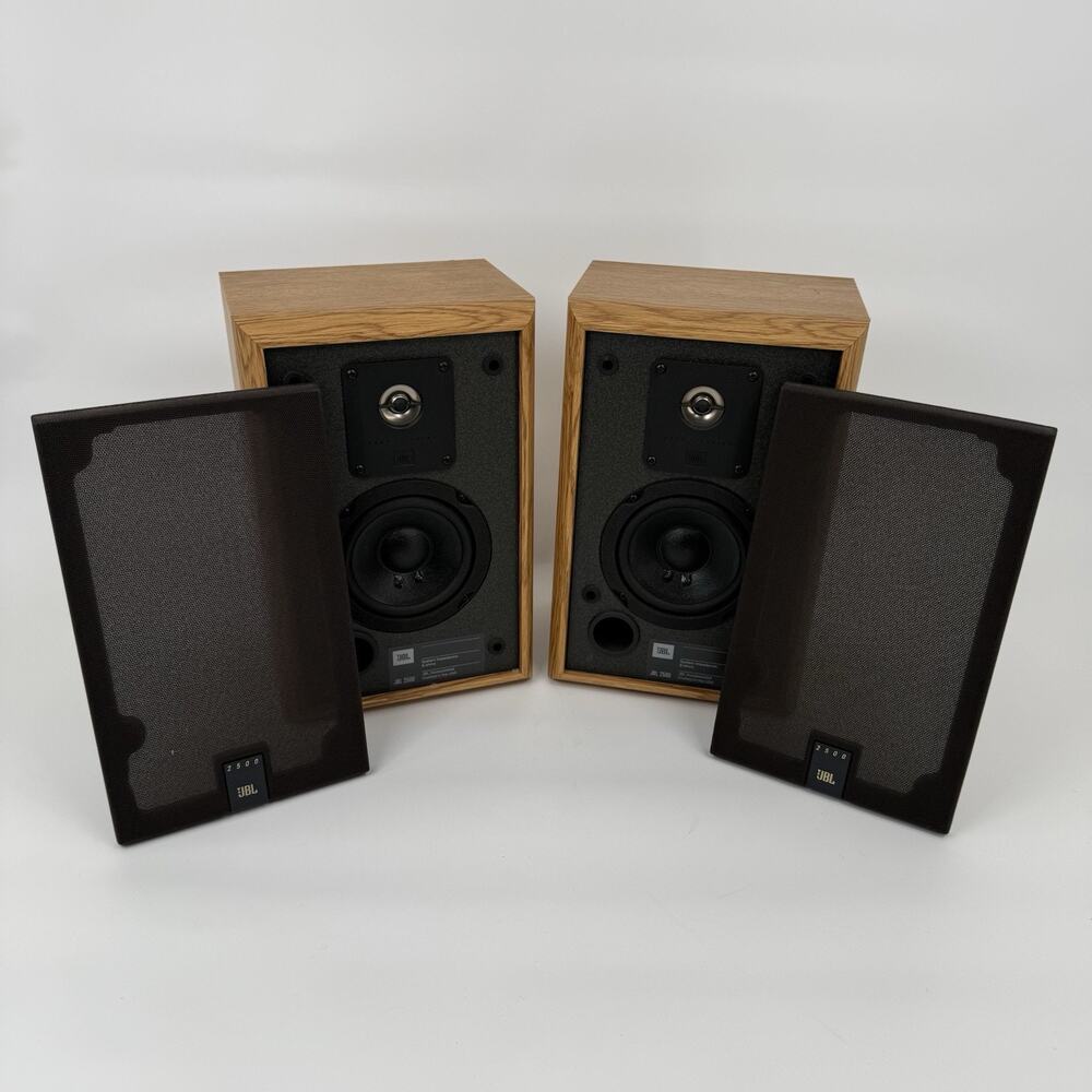 JBL 2500 Wired Bookshelf Speakers Pair 2.0 Channel Wood Grain Brown/Black TESTED